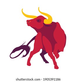 un gráfico vectorial de la tauromaquia roja y el salto de post, logotipo, icono, año nuevo chino, icono financiero.