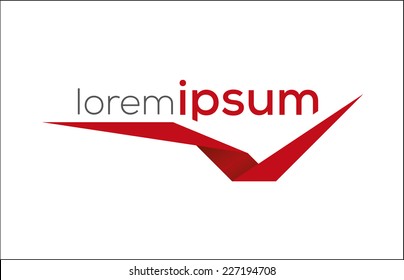 Vector graphic red colored symbol with sample text. Vector illustration.