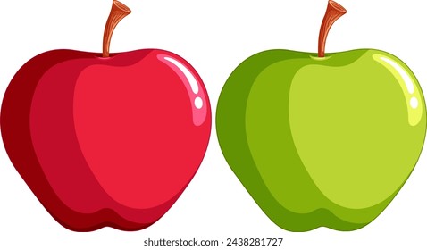 Vector graphic of a red and a green apple