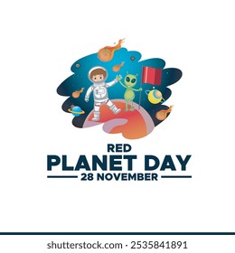 vector graphic of Red Planet Day good for national Red Planet Day celebration. flat design. flyer design.flat illustration.