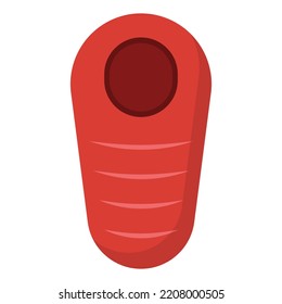 Gráfico vectorial de la bolsa de dormir roja. Ilustración de equipamiento de campamento con diseño plano. Adecuado para materiales de diseño de afiches o contenidos