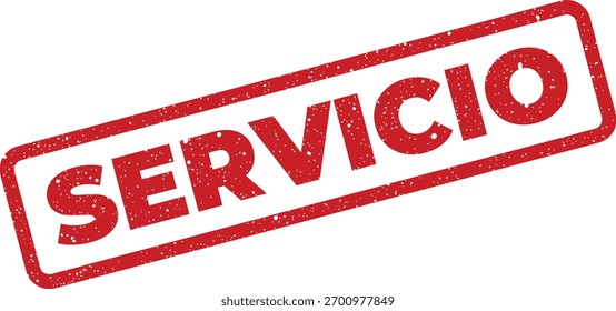 Vector graphic of a red stamp with the word servicio in Spanish, with a grunge texture. This illustration can be used for various graphic design projects needing a service-related element.