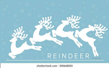 vector graphic reindeer on snowflake cool background and classic merry christmas text 
