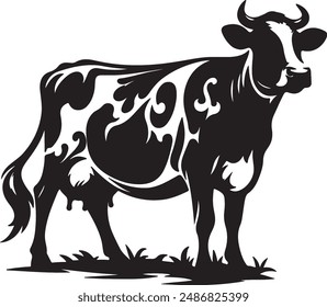 A vector graphic representation of a cow, typically used for various design purposes such as branding and illustration.