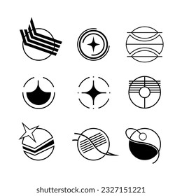 A vector graphic resource for designers, featuring an original design of abstract logos, shapes and icons, crafted to inspire creativity