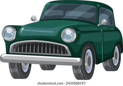 Vector graphic of a retro green automobile