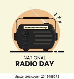 Vector graphic of retro radio cartoon, suitable for national radio day