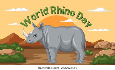 Vector graphic of a rhino on World Rhino Day