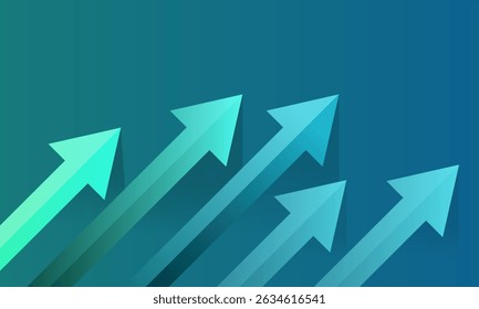 Vector graphic of rising arrows symbolizing business success, economic growth, performance increase, and strategic development in modern style.
