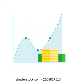 vector graphic rising with the theme of the economy and white background. Suitable for icons, print media, electronic media, and everything related to the economy, and can be used as a commercial.