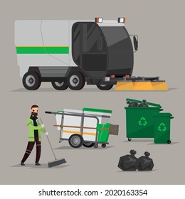 Vector Graphic Of Road Sweeper Vehicle And Street Cleaner In UK