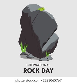 Vector graphic of rocks with grass, stones and green grass illustration, suitable for international rock day
