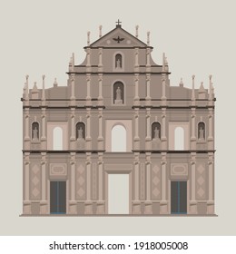 Vector graphic of The Ruins of Saint Paul's, one of the best known landmark in Macau.