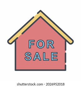 Vector Graphic of For Sale House - Line Cut Style - simple illustration. Editable stroke. Design template vector.outline style design.Vector graphic illustration