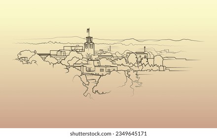 Vector graphic of Santa Fe, the capital of the U.S. state of New Mexico