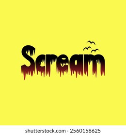 Vector graphic of scream text illustration in horror concept style
