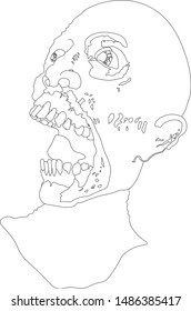 vector graphic of a screaming zombie's head