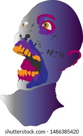 vector graphic of a screaming zombie's head