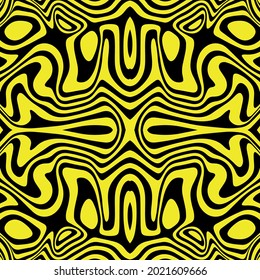 Vector graphic of seamless abstract pattern. Ornament with elements of black and yellow colors. Texture for Gift voucher, frames, certificate, currency, money design, etc. Award background. 
