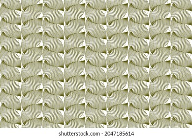 Vector graphic of Seamless Linocut leaves pattern in green color. Design for banknote, ticket, certificate, diplomas, gift voucher etc. Watermark banknote pattern.
