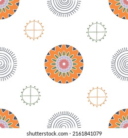 Vector graphic seamless pattern with african ethnic elements on a white background