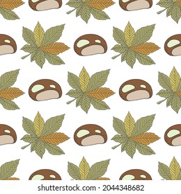 Vector graphic seamless pattern autumn nature collection on a white background
