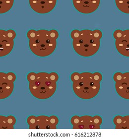 Vector graphic seamless pattern with bears. Baby animals background in bright colors. Banner with childhood's pattern