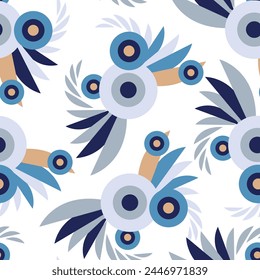 Vector graphic seamless pattern. Circles and swirls on a white background. A simple background.