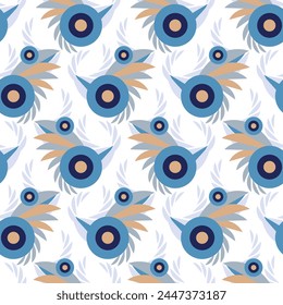 Vector graphic seamless pattern. Circles and swirls on a white background. A simple background.