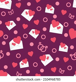 Vector Graphic Of Seamless Pattern Design With Pink, Maroon And With Color Scheme And Also With Valentine Theme. Perfect For Pattern Of Textile Industry