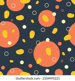 Vector graphic of seamless pattern design with yellow, red and dark blue color scheme and also with mango illustration. Perfect for pattern of textile industry