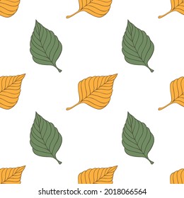 Vector graphic seamless pattern with fall leaves on a white background