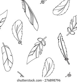 Vector graphic seamless pattern with feathers