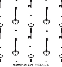 Vector graphic seamless pattern with key silhouettes on a white background