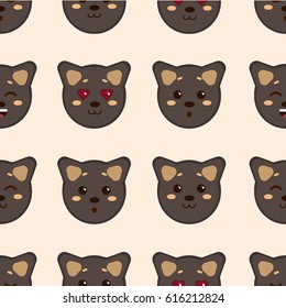 Vector graphic seamless pattern with kittens. Baby animals background in bright colors. Banner with childhood's pattern