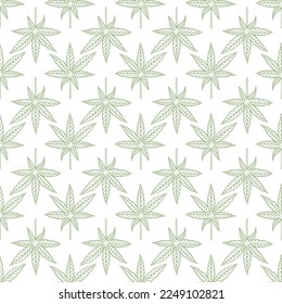 Vector graphic seamless pattern with medical cannabis on a white background