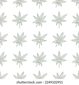 Vector graphic seamless pattern with medical cannabis on a white background