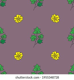 vector graphic seamless pattern with primula and helix plants