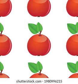 Vector graphic seamless pattern with red apples on a white background