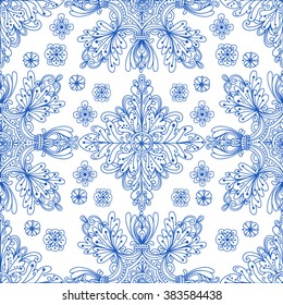 Vector graphic seamless tiled pattern in blue color.