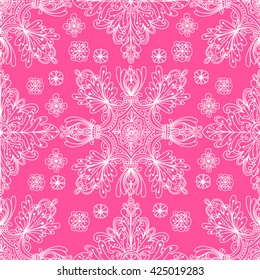 Vector graphic seamless tiled pattern in pink color.