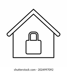 Vector Graphic of Secure House - Line Style - simple illustration. Editable stroke. Design template vector.outline style design.Vector graphic illustration