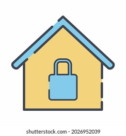 Vector Graphic of Secure House - Line Cut Style - simple illustration. Editable stroke. Design template vector.outline style design.Vector graphic illustration