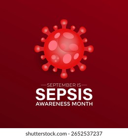 Vector graphic of Sepsis Awareness Month background template. A concept for healthcare and medicine. Realistic ribbon and blood icon Banner poster, social media, flyer and background design