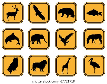 Vector graphic set of animal icons.