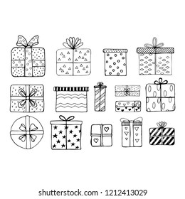 Vector graphic set of boxes with a gift.