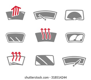 Vector graphic set of car windows isolated icons. Editable illustration. Automotive collection.