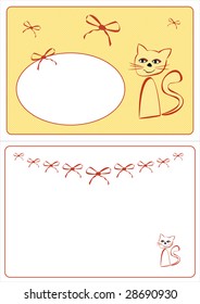 vector graphic set with cat and ribbons