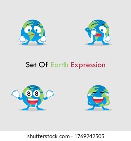 Vector Graphic Set of Earth Expression. Perfect to use for Campaigns on Earth Day and Earth Preservation Programs