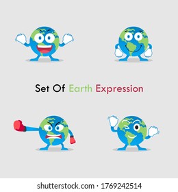 Vector Graphic Set of Earth Expression. Perfect to use for Campaigns on Earth Day and Earth Preservation Programs